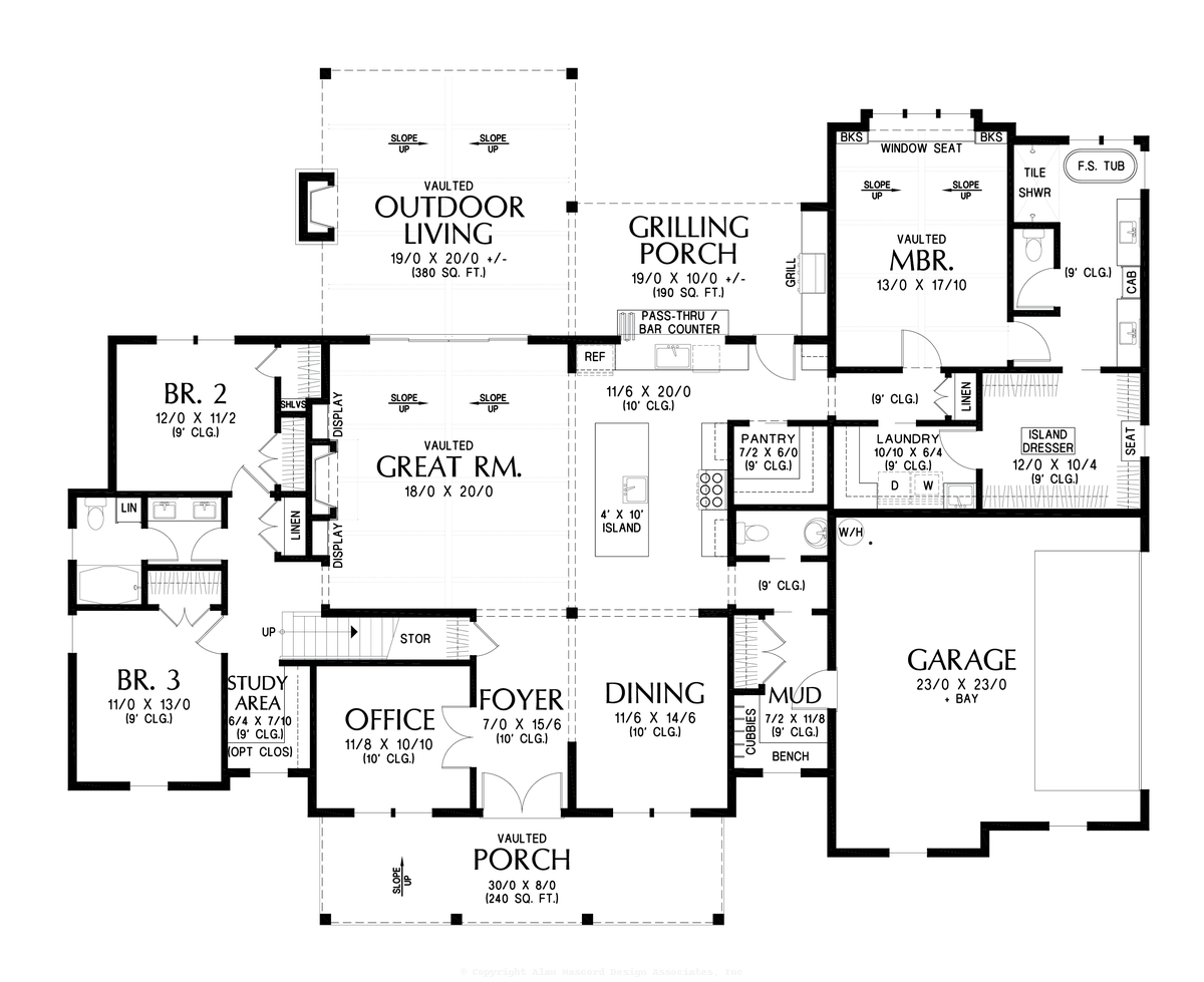 Main Floor Plan image for Mascord Sutton Bank-Wonderful Farmhouse Plan with Great Amenities-Main Floor Plan