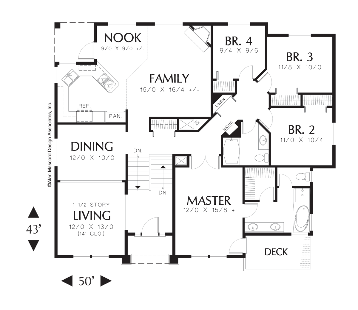 Main Floor Plan image for Mascord Gresham-Split Level Garage Under Plan-Main Floor Plan