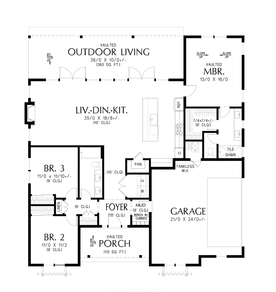 Main Floor Plan for Mascord House Plan 11108 - The Brambleberry