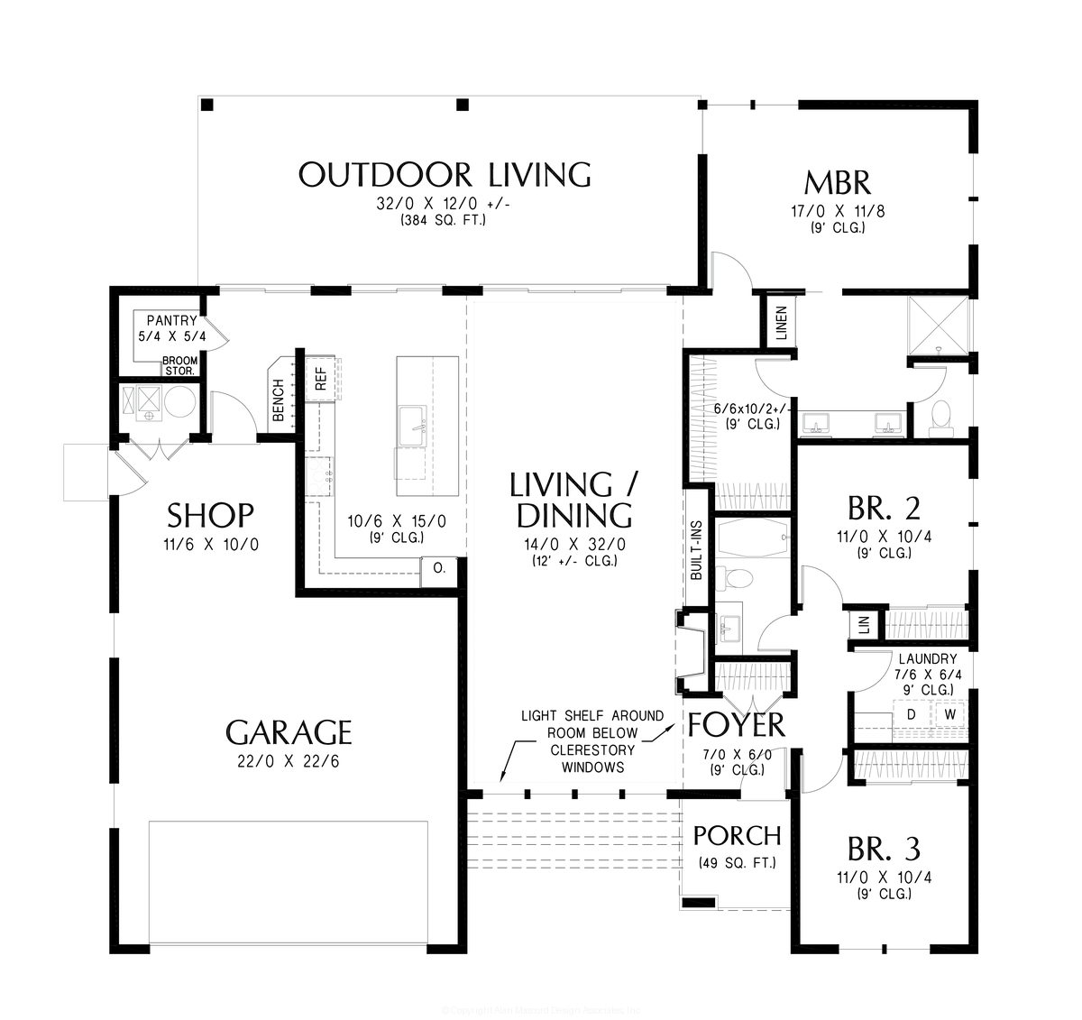 Main Floor Plan image for Mascord Midgard-Spacious Scandinavian Style Contemporary-Main Floor Plan