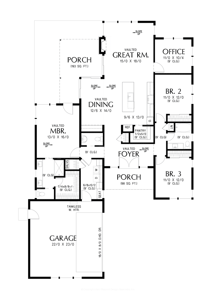 Main Floor Plan for Mascord House Plan 11110 - The Ridgeline