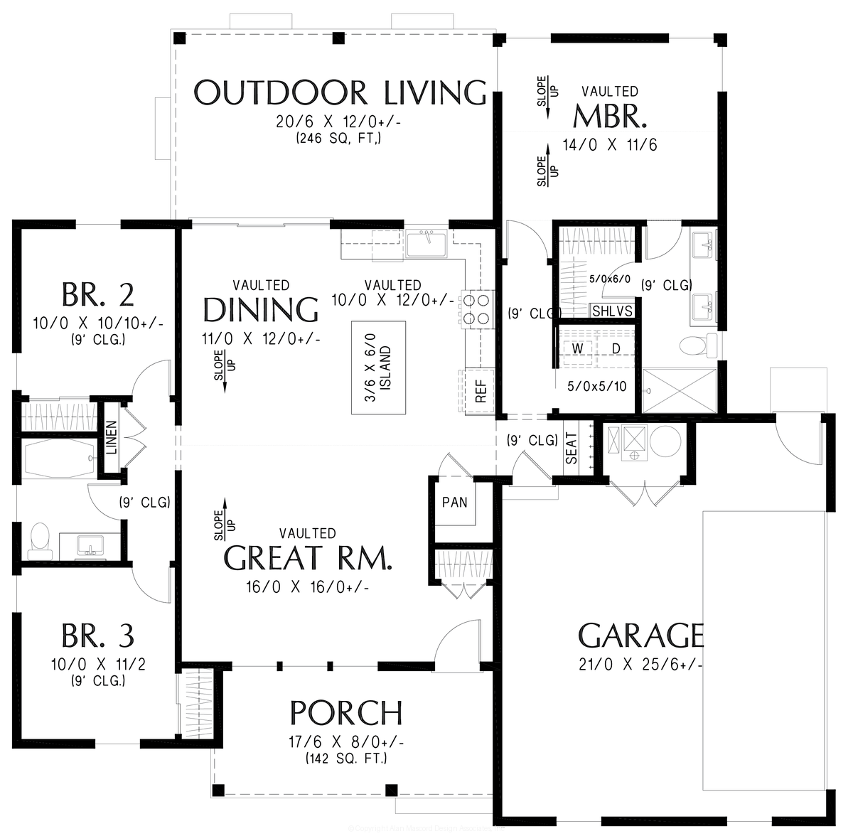 Main Floor Plan for Mascord House Plan 11117 - The Cedarfield