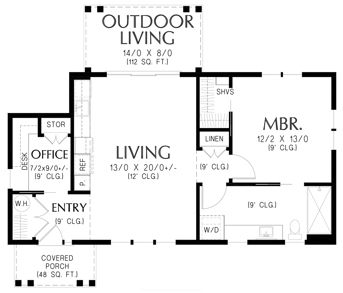 Main Floor Plan for Mascord House Plan 11119 - The Cloverbrook
