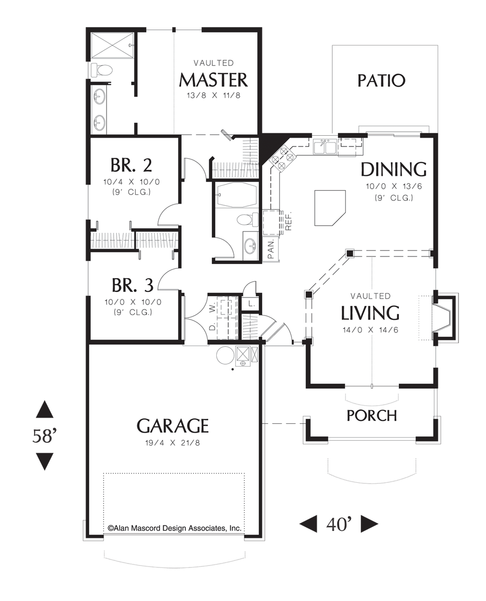 Main Floor Plan image for Mascord Cypress-Warm, Open Cottage Plan-Main Floor Plan