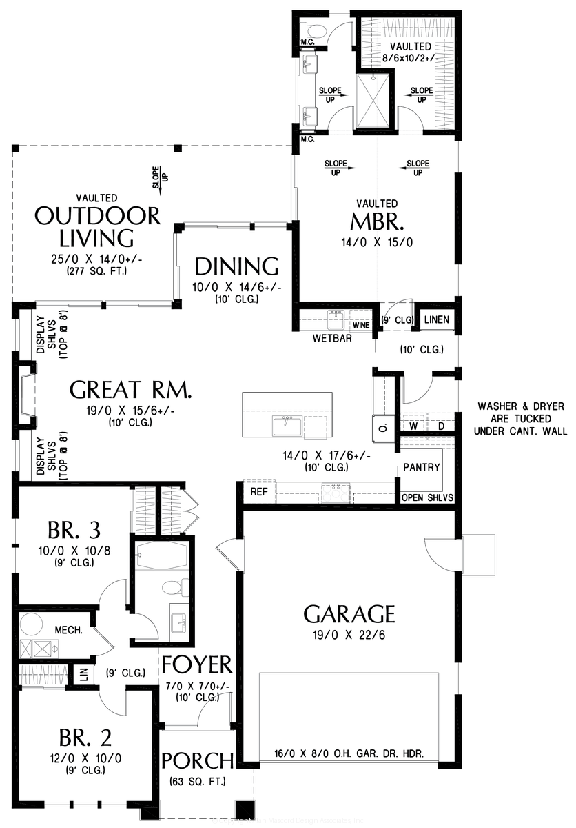 Main Floor Plan for Mascord House Plan 11125 - The Alderbrook