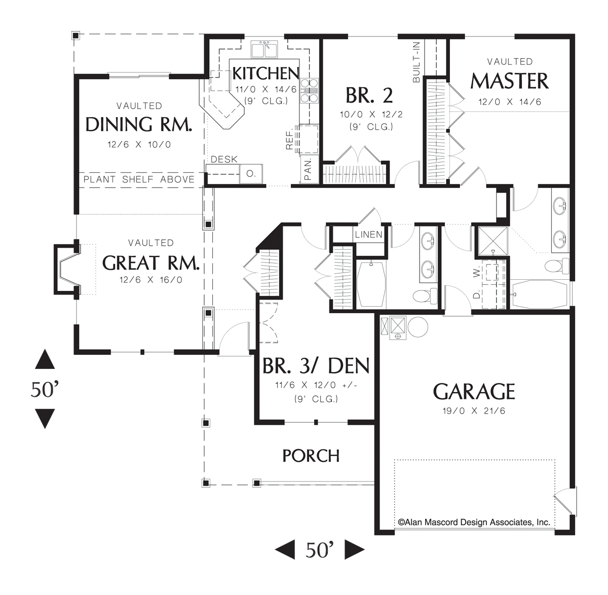 Main Floor Plan image for Mascord Ashbury-Welcoming Traditional Ranch Plan-Main Floor Plan
