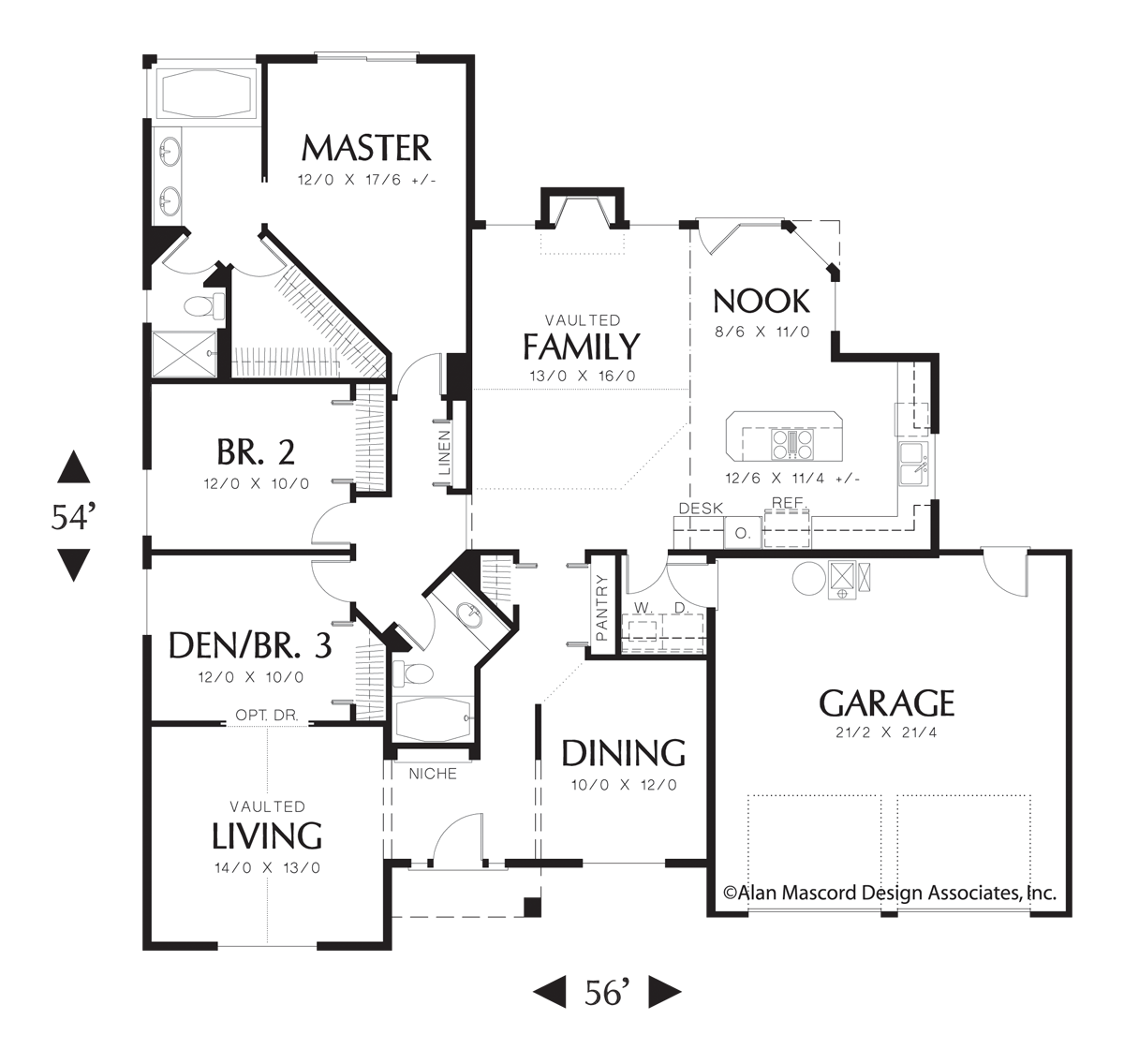 Main Floor Plan image for Mascord Parson-Traditional Plan with Formal and Casual Spaces-Main Floor Plan