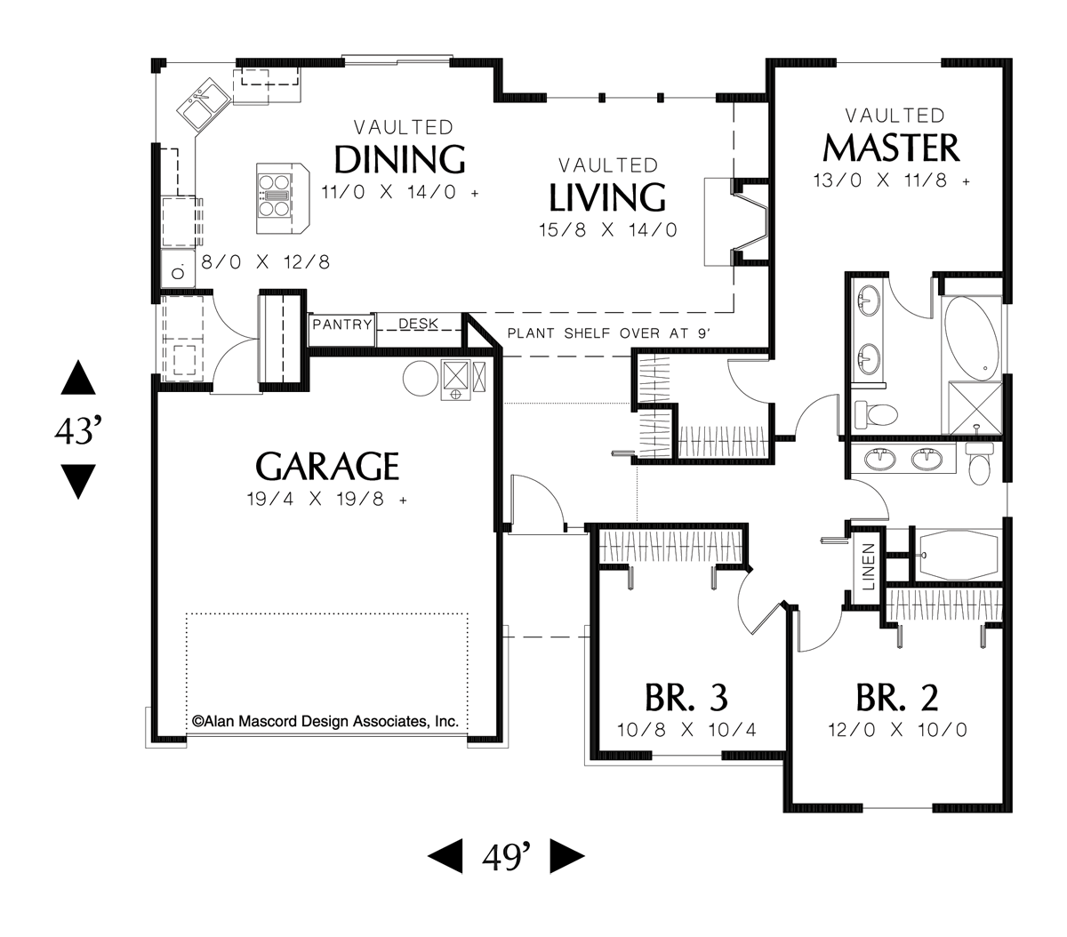 Main Floor Plan image for Mascord Patmore-Traditional 3 Bedroom Plan-Main Floor Plan