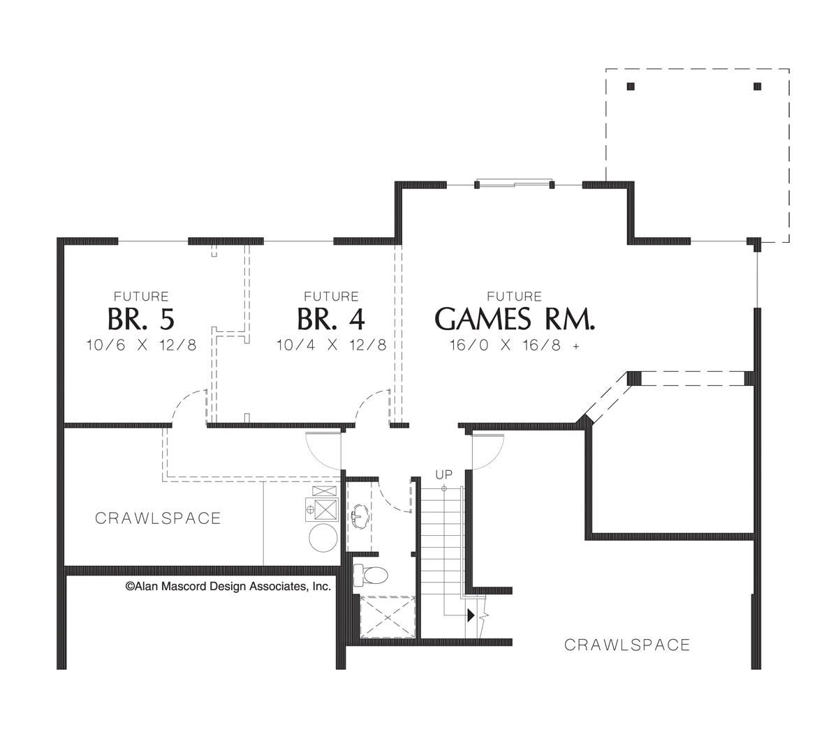 Lower Floor Plan image for Mascord Summerwood-Open Craftsman Plan with High Ceilings-Lower Floor Plan