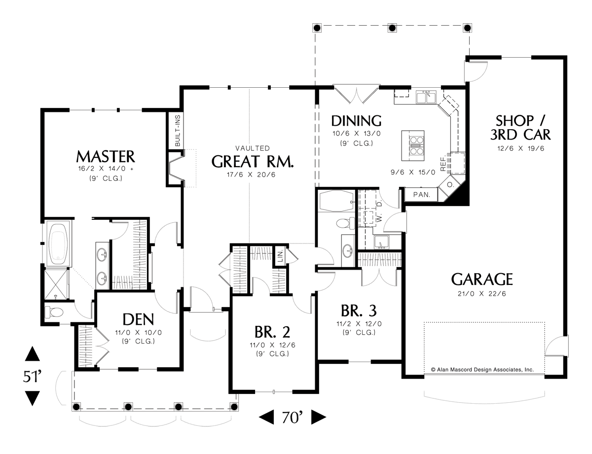 Main Floor Plan image for Mascord Riverton-Featuring Vaulted Ceiling and Extra Garage Space-Main Floor Plan