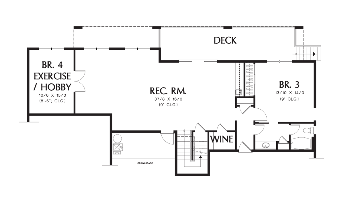 Lower Floor Plan image for Mascord Tumalo-Beautiful Sloped Lot Home with Daylight Basement-Lower Floor Plan
