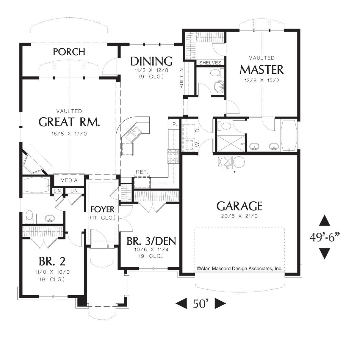 Main Floor Plan image for Mascord Reagan-Traditional Great Room Plan with Grand Entry-Main Floor Plan