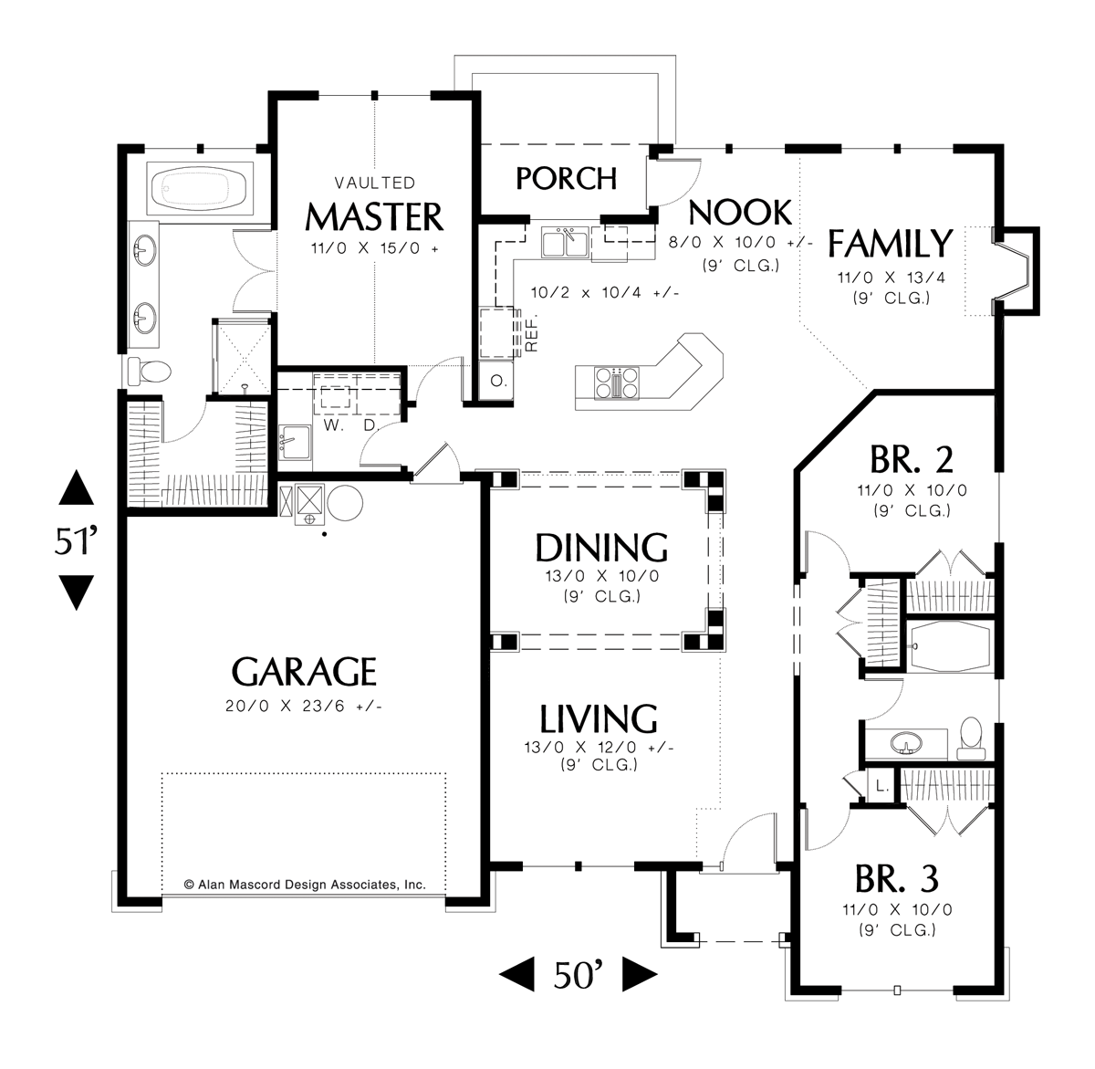 Main Floor Plan image for Mascord Brookings-Functional Family Home Plan with Tall Windows-Main Floor Plan