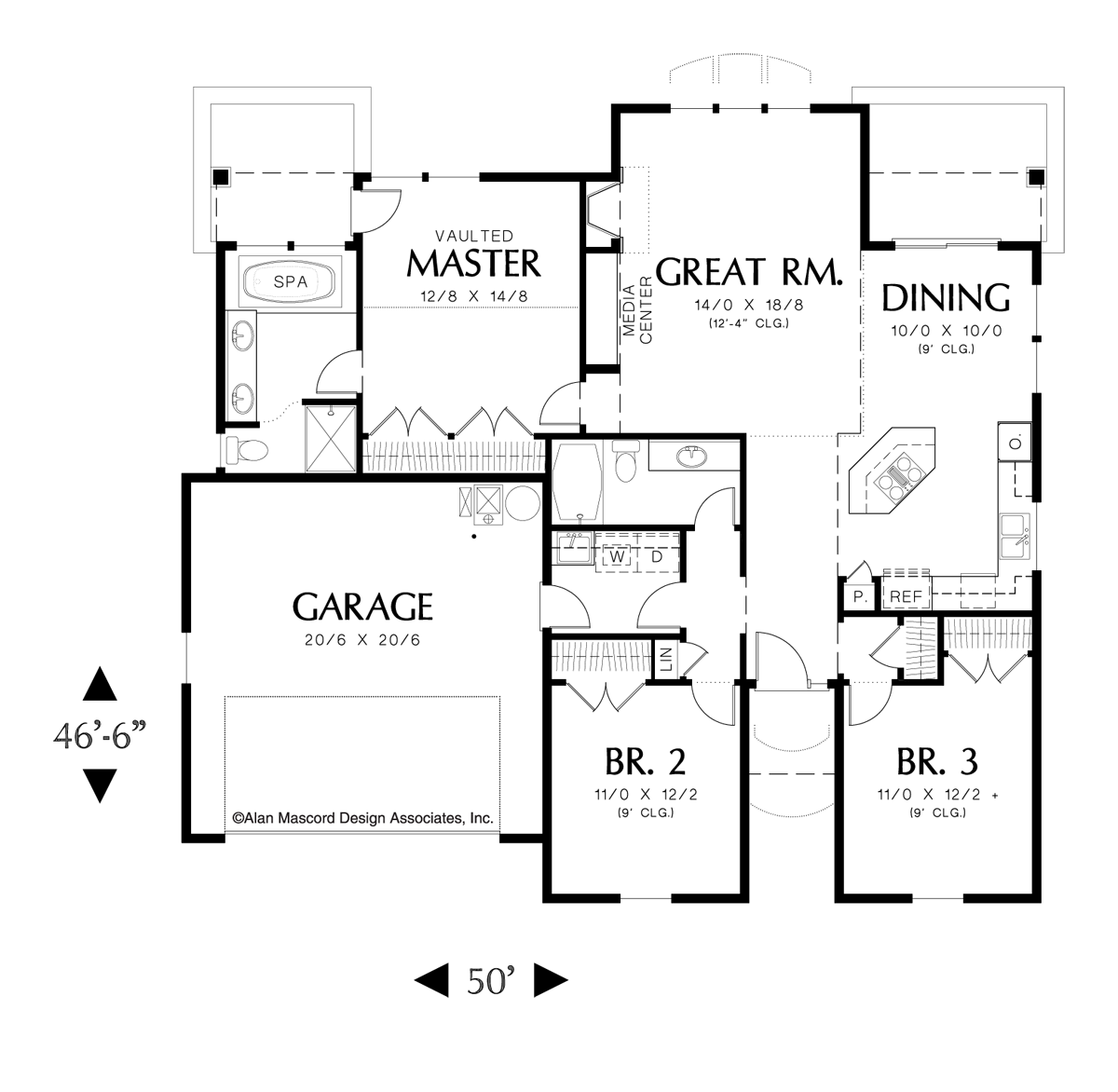 Main Floor Plan image for Mascord Glenview-Spacious Starter Home Plan with Great Lighting-Main Floor Plan