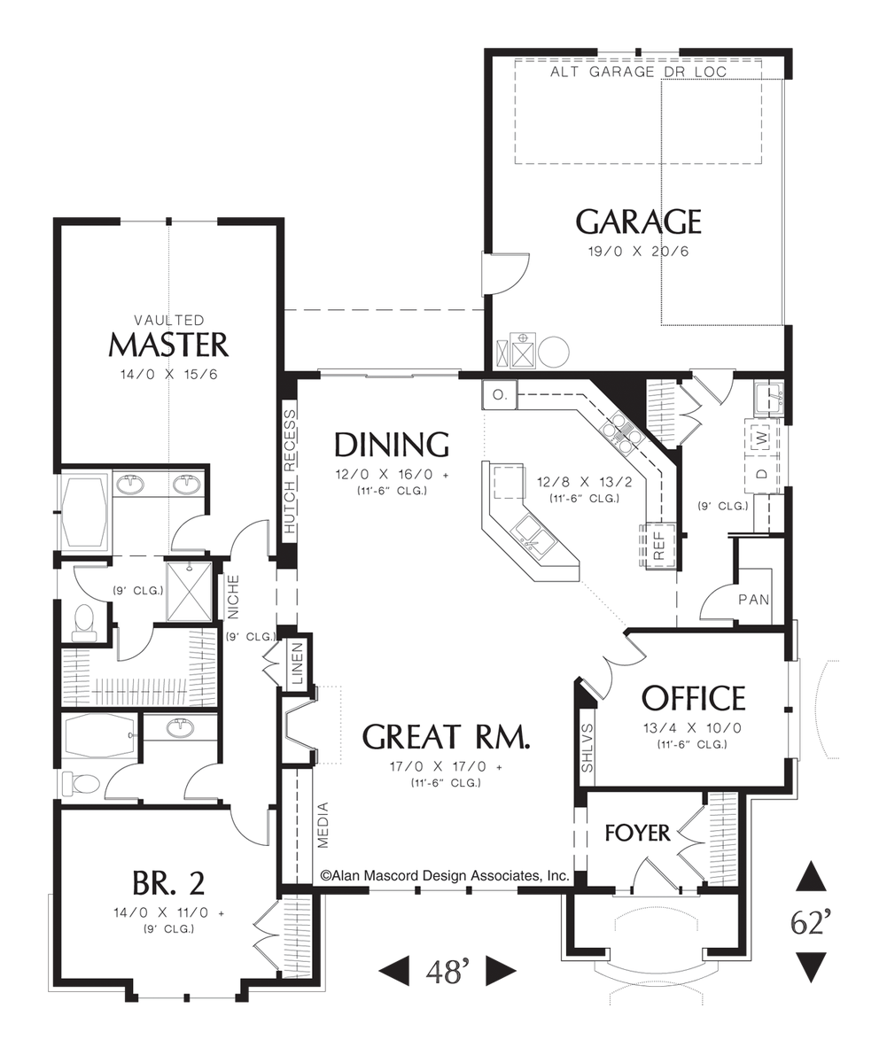 Main Floor Plan image for Mascord Trumbull-European Plan with High Ceilings-Main Floor Plan