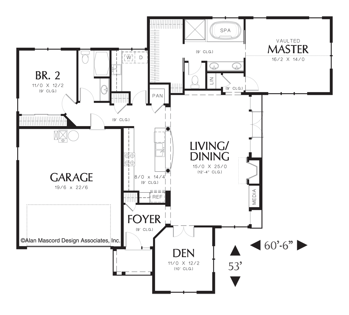 Main Floor Plan image for Mascord Stuart-European Cottage Plan with Covered Porch-Main Floor Plan