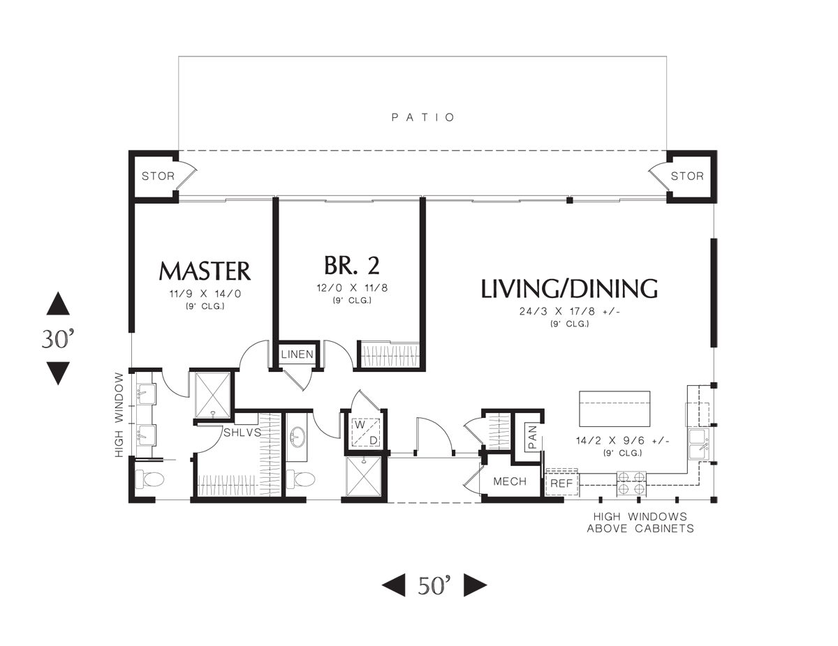 Main Floor Plan image for Mascord Dublin-A Simple and Inspiring Contemporary Retreat-Main Floor Plan