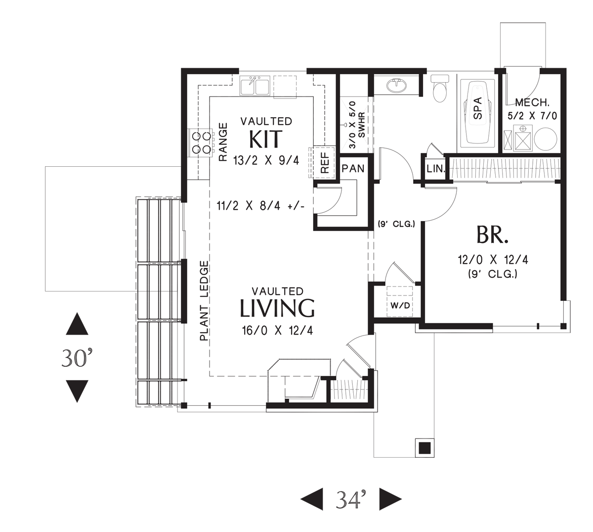 Main Floor Plan image for Mascord Dunland-Single Bedroom, Compact Contemporary Home Ideal for Beach, Rental, Vacation, or Micro Living!-Main Floor Plan