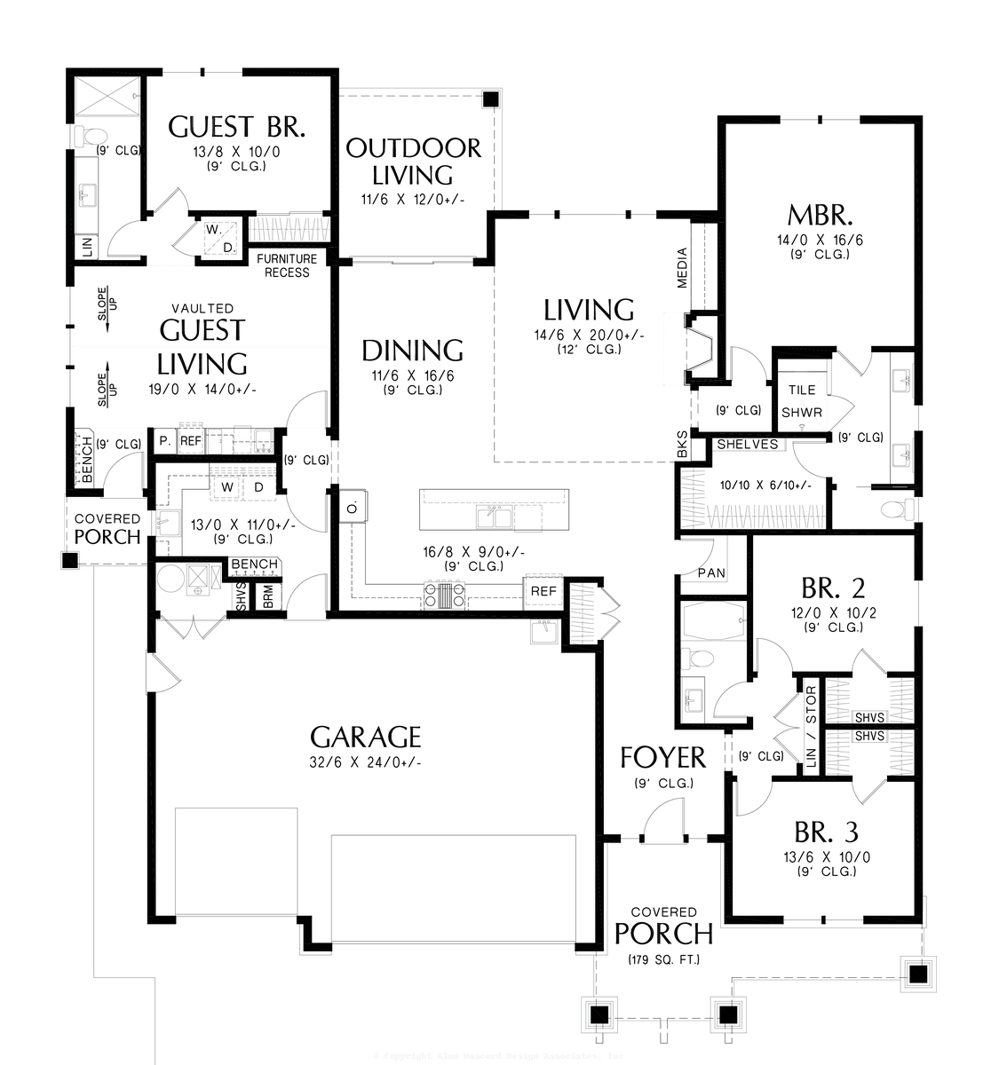 Main Floor Plan image for Mascord Maidenvale-Great Ranch Home with Separate Guest Living Suite-Main Floor Plan