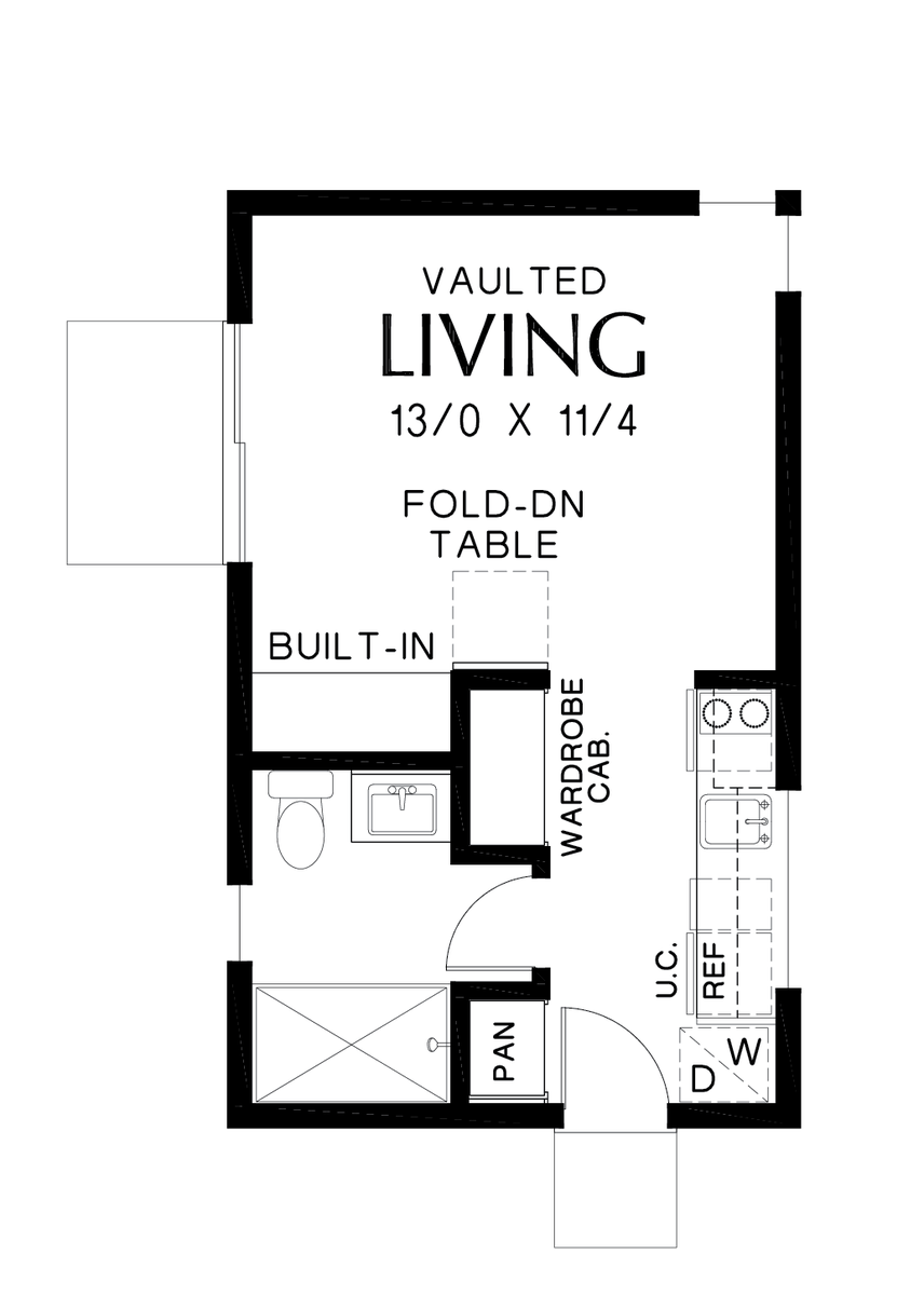 Main Floor Plan image for Mascord Morrow-Studio Accessory Dwelling with Contemporary Shed Roof-Main Floor Plan