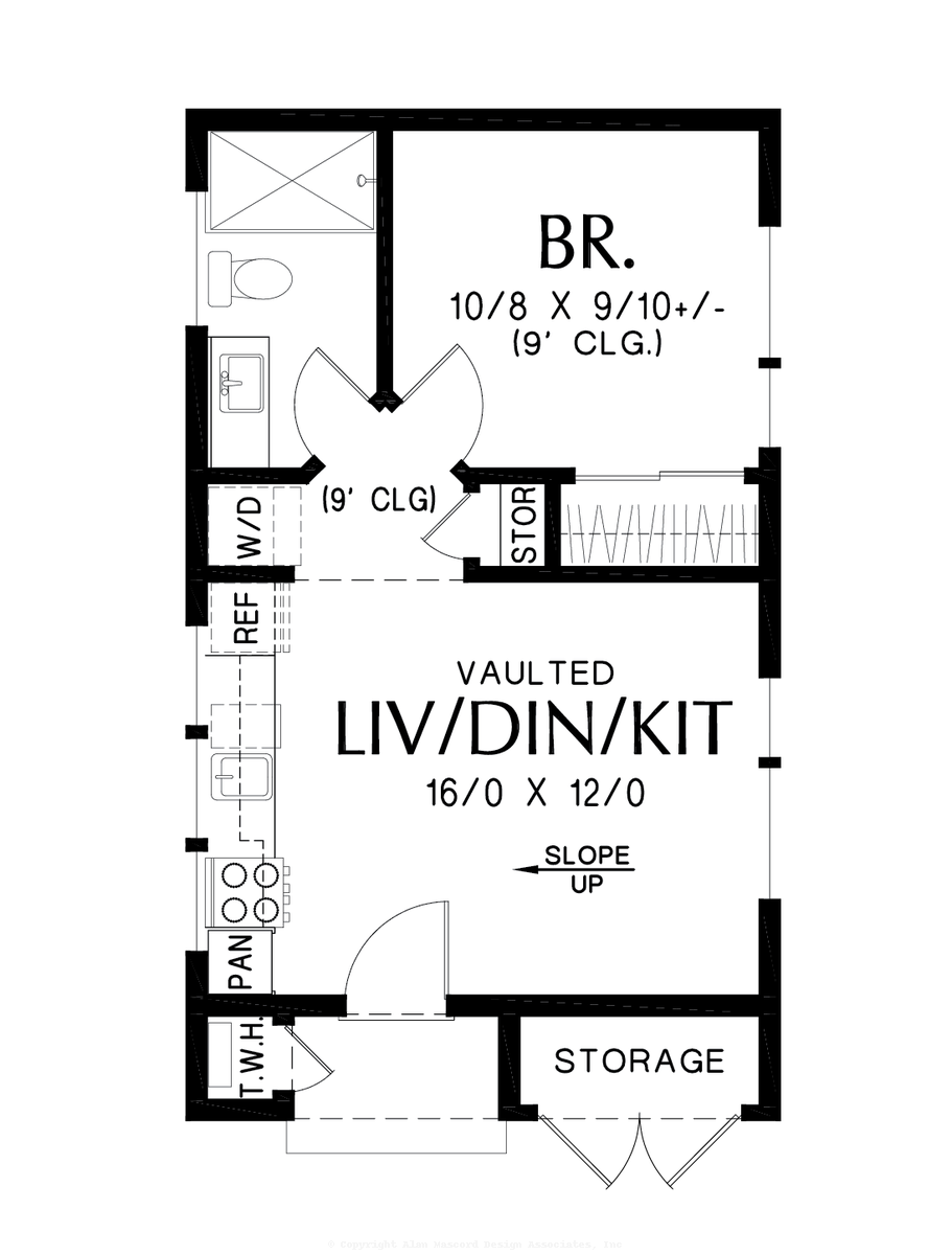 Main Floor Plan image for Mascord Burrow-Embrace simplicity, sustainability, and cozy living today!-Main Floor Plan