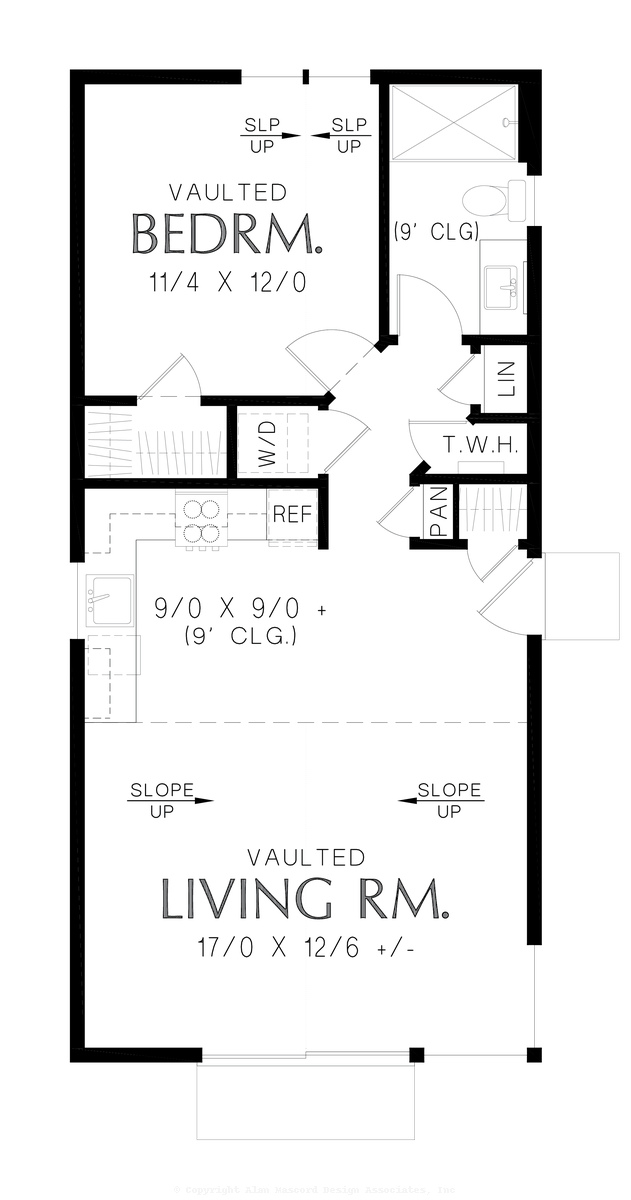 Main Floor Plan image for Mascord Tumbleweed Cottage-Great ADU Guest Suite plan-Main Floor Plan