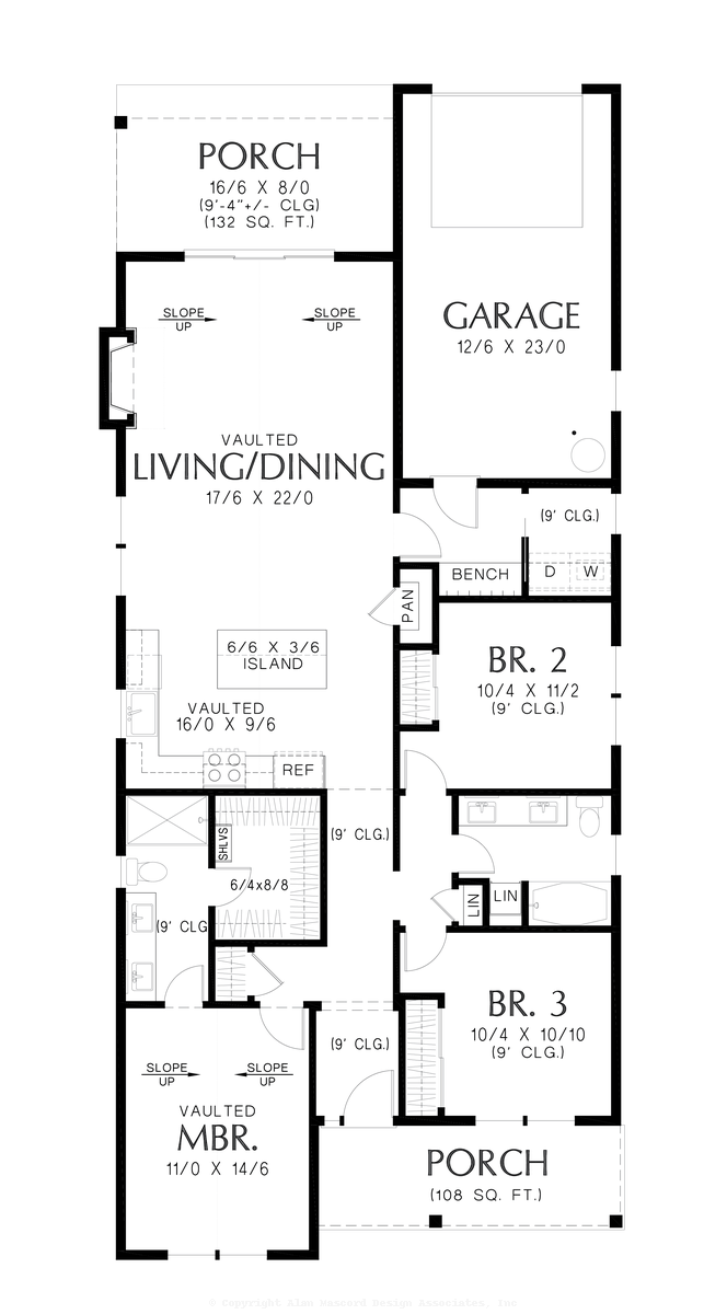 Main Floor Plan image for Mascord Helifield-Great Plan for Infill and Narrow Lots-Main Floor Plan