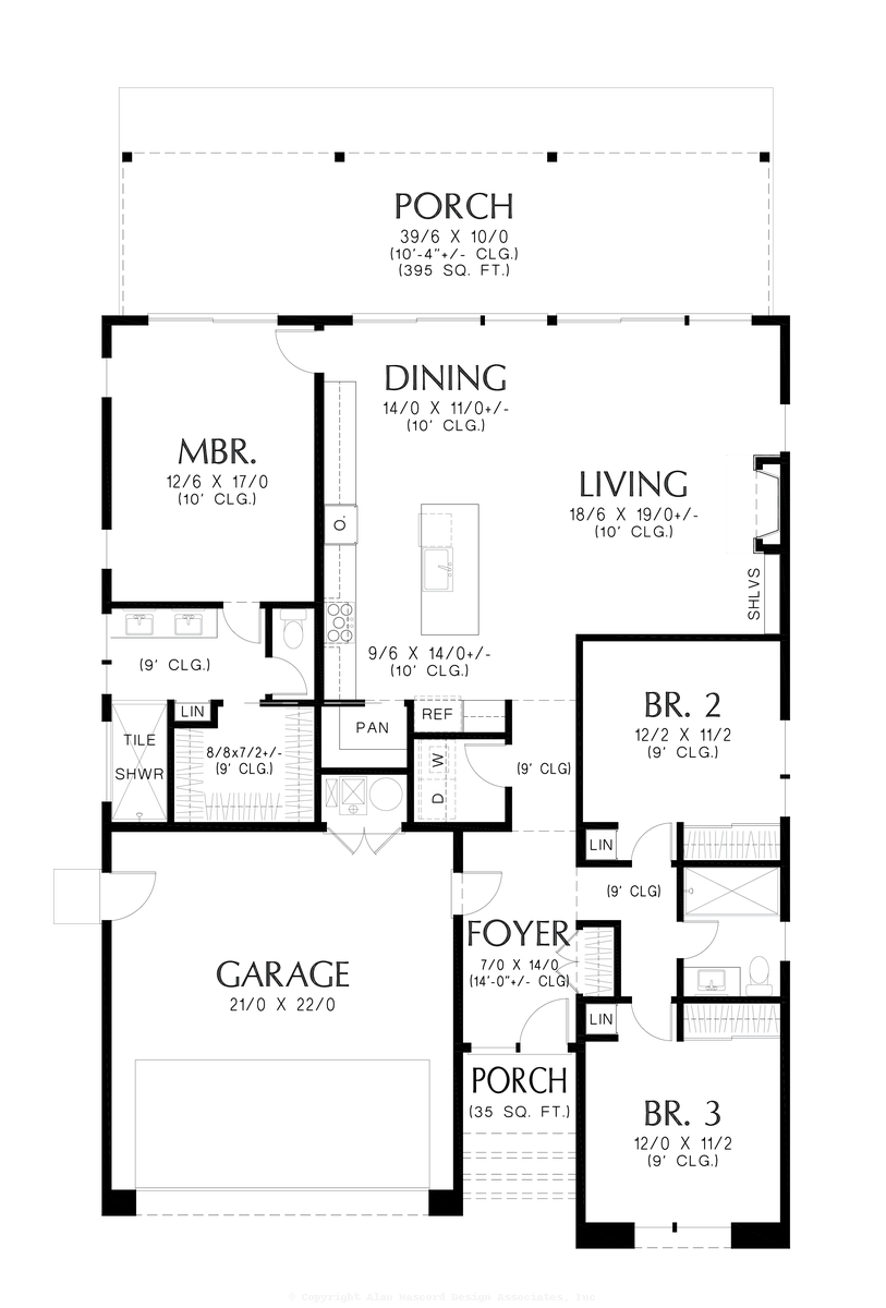 Main Floor Plan image for Mascord Ysidro-Great Modern Floorplan with Clerestory Foyer-Main Floor Plan