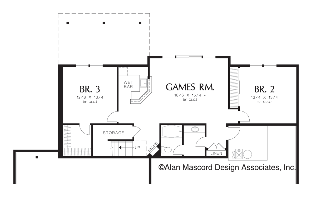 Lower Floor Plan image for Mascord Arlington-European Plan Great for Sloping Lot-Lower Floor Plan