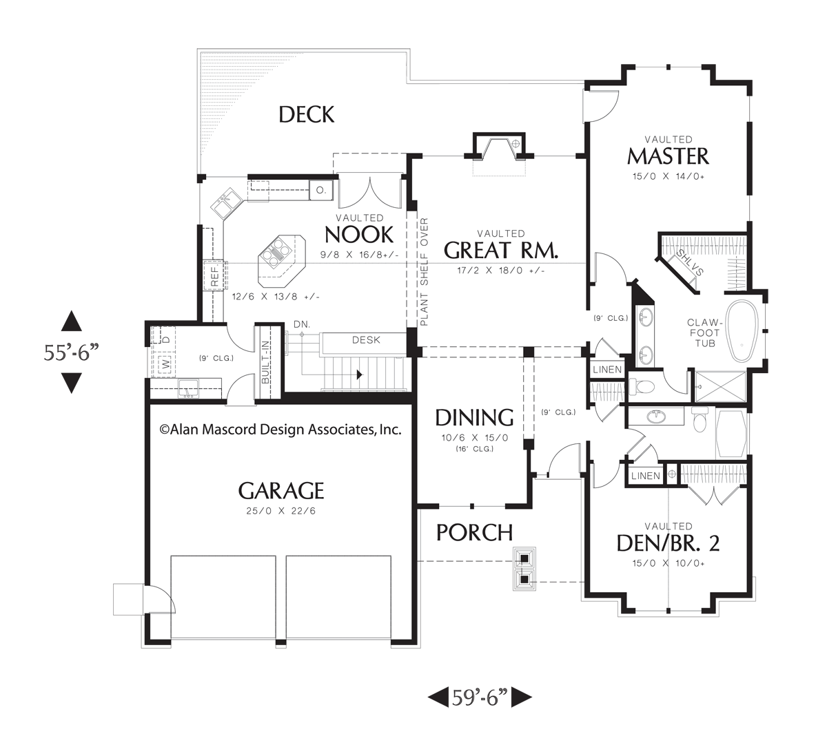 Main Floor Plan image for Mascord Dawson-Single Story Daylight Basement Plan-Main Floor Plan