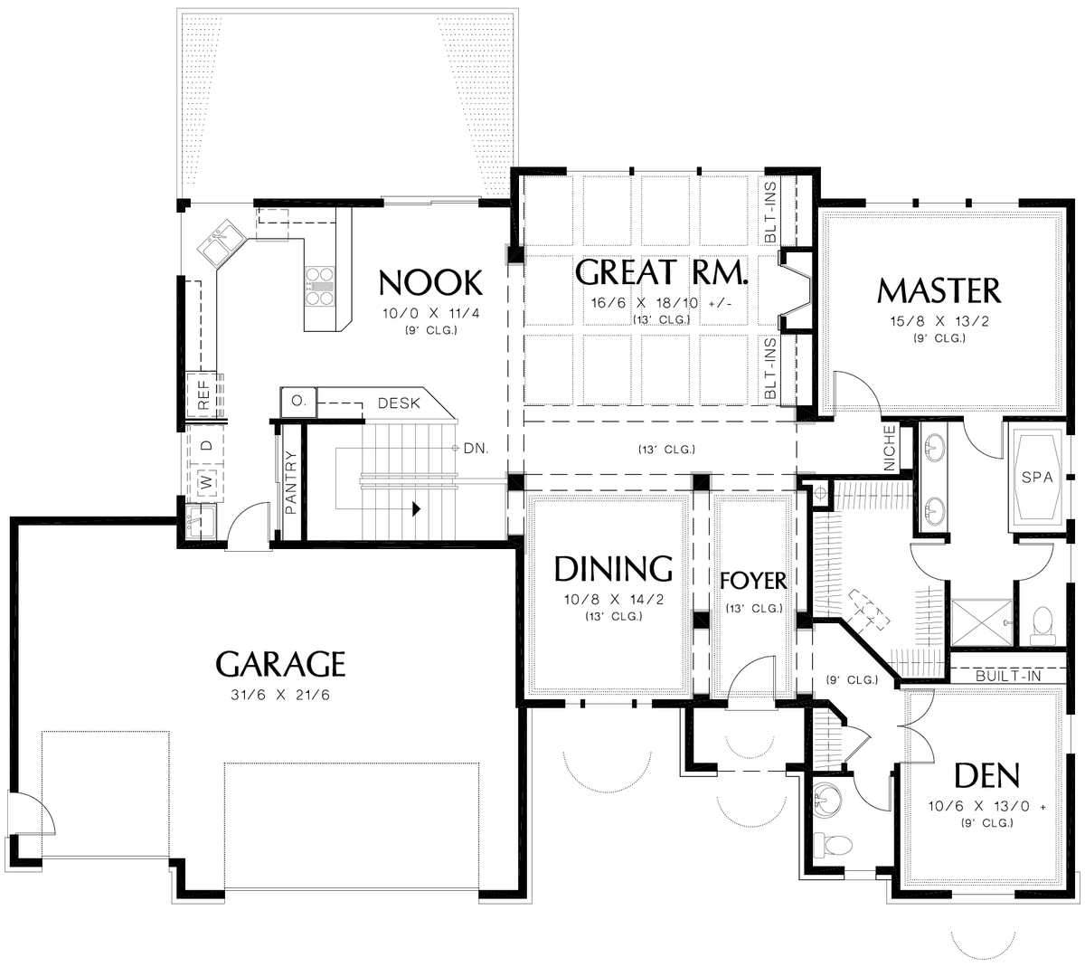 Main Floor Plan image for Mascord Arlington-European Plan Great for Sloping Lot-Main Floor Plan