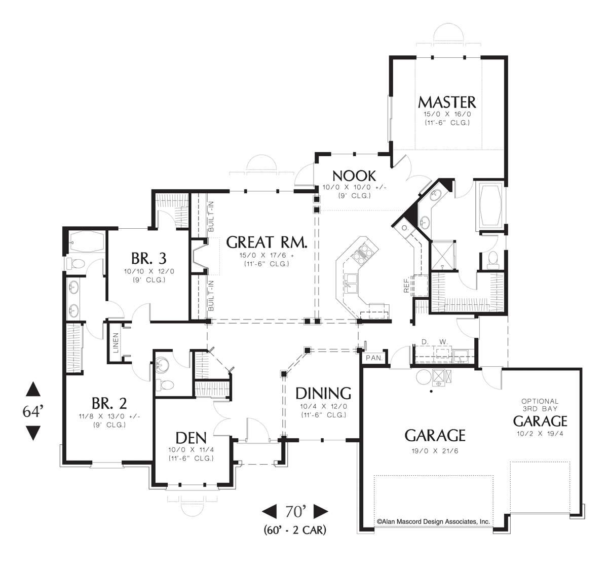 Main Floor Plan image for Mascord Stephen-Ranch Style Plan with Great Lighting-Main Floor Plan