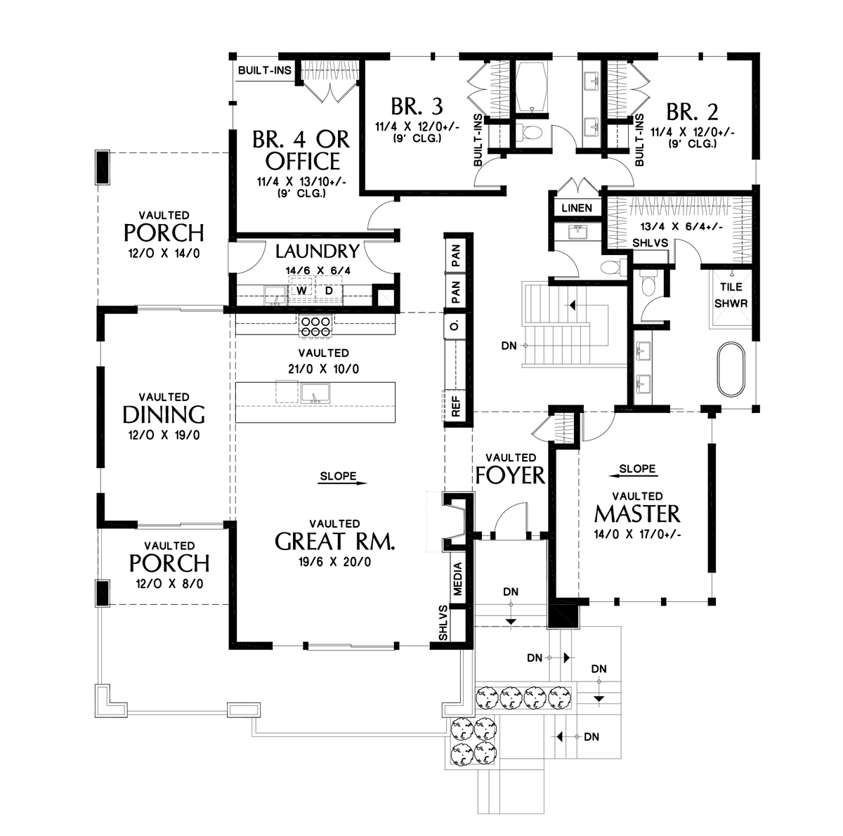 Main Floor Plan image for Mascord Louisville-More than just great looks - this contemporary upslope plan oozes style inside too!-Main Floor Plan