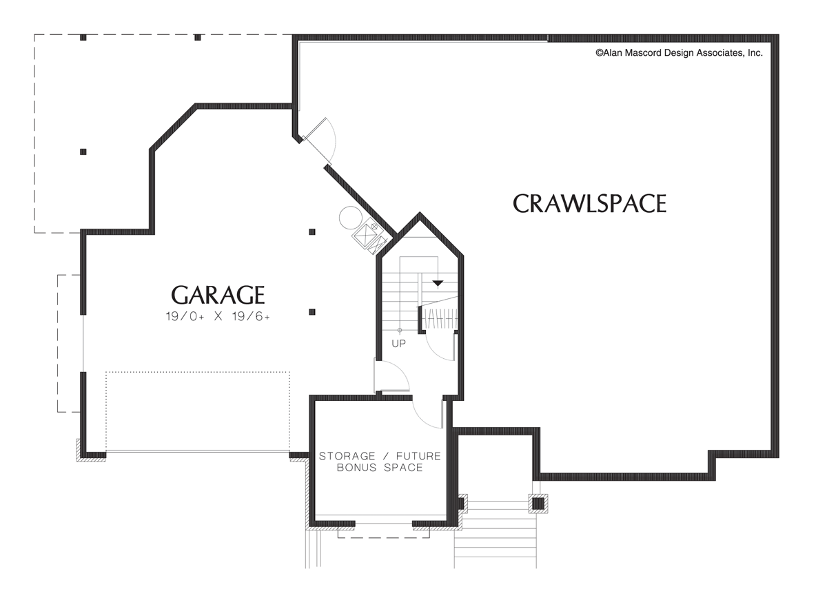 Lower Floor Plan image for Mascord Janesville-Traditional Plan with U-shaped Staircase and Skylight-Lower Floor Plan