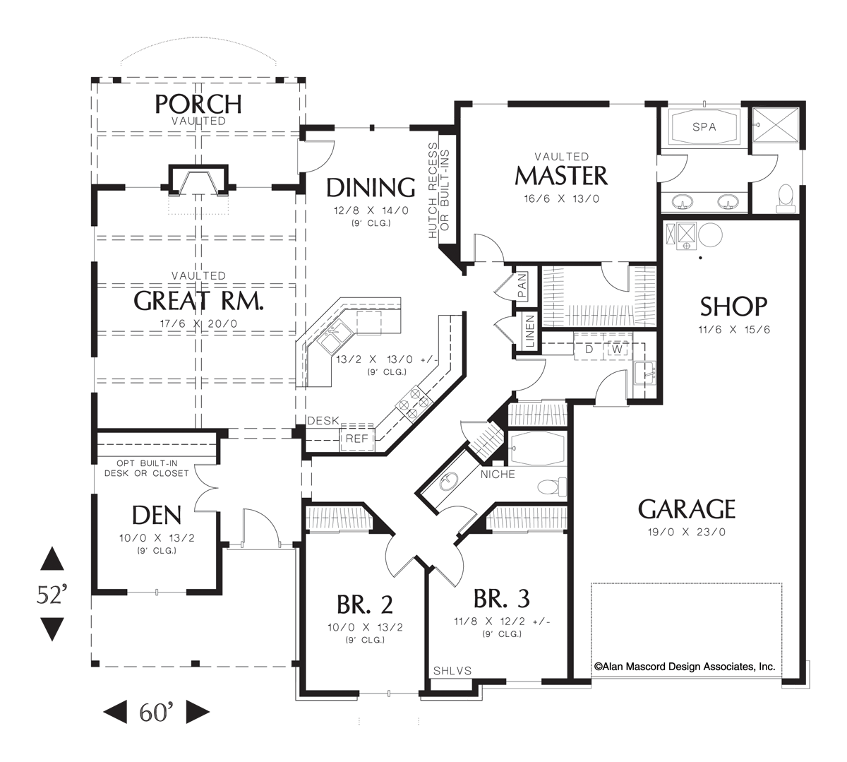 Main Floor Plan image for Mascord Blackburn-One-Story Plan with 2 Car Garage-Main Floor Plan