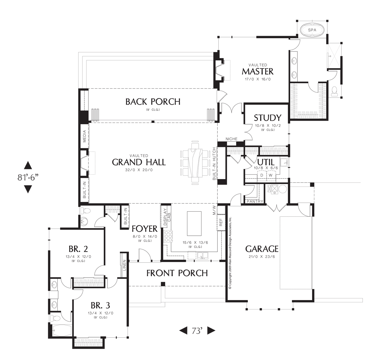 Main Floor Plan image for Mascord Saxon-Wonderful Farmhouse Layout with Courtyard-Main Floor Plan