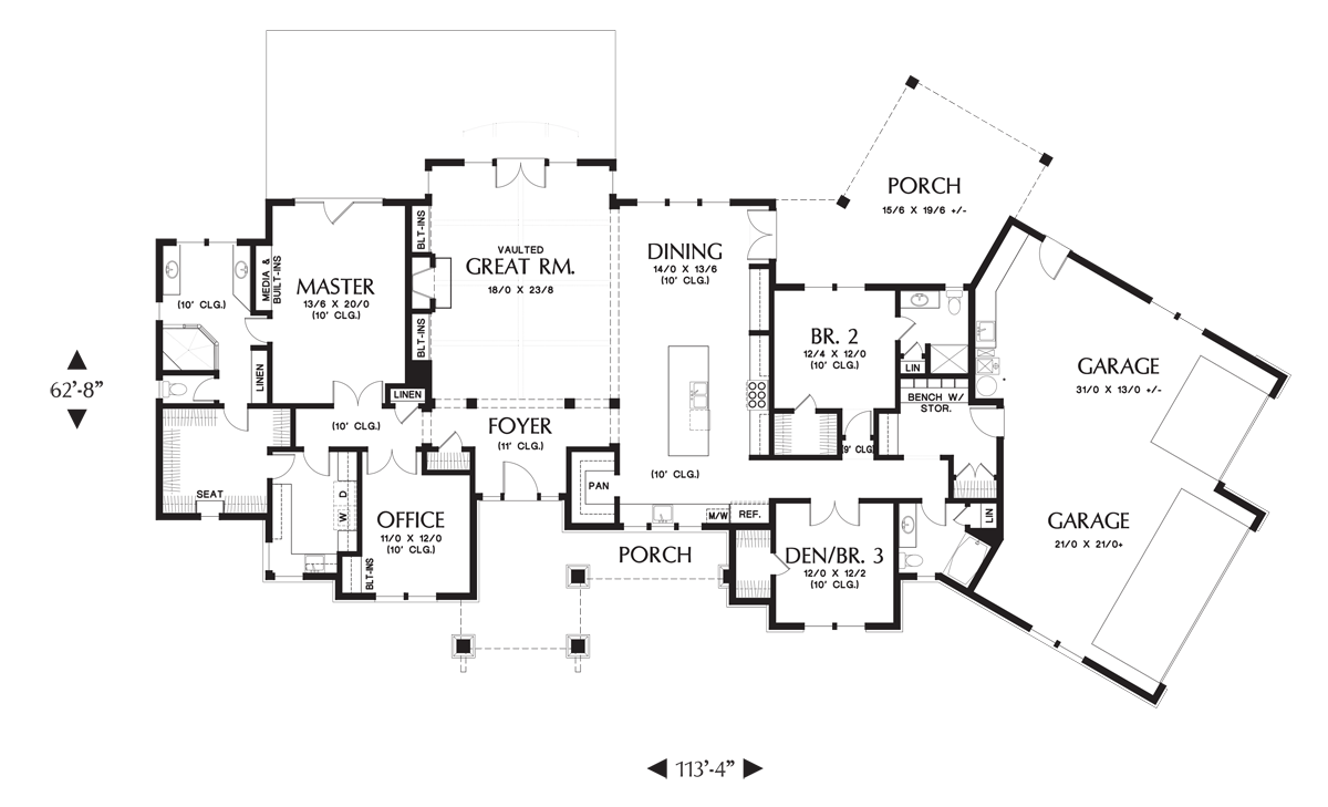 Main Floor Plan image for Mascord Westfall-Award Winning NW Ranch Style Home-Main Floor Plan