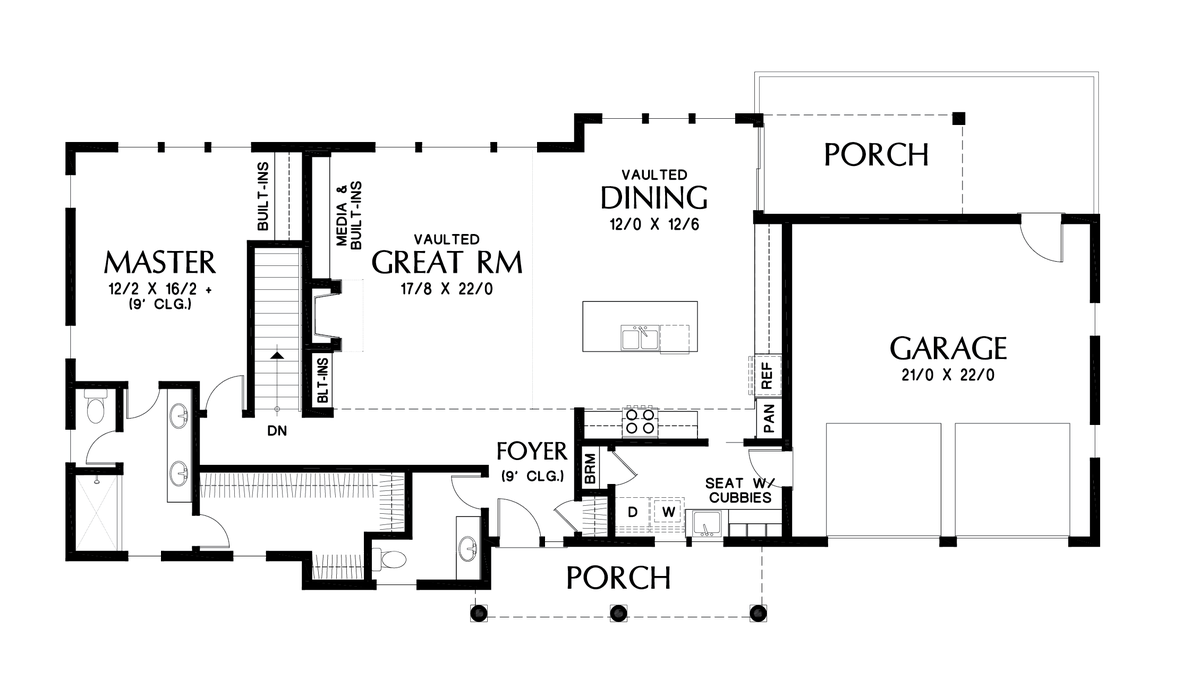 Main Floor Plan image for Mascord Sunnydale-Popular Daylight Basement for Shallow Lots-Main Floor Plan