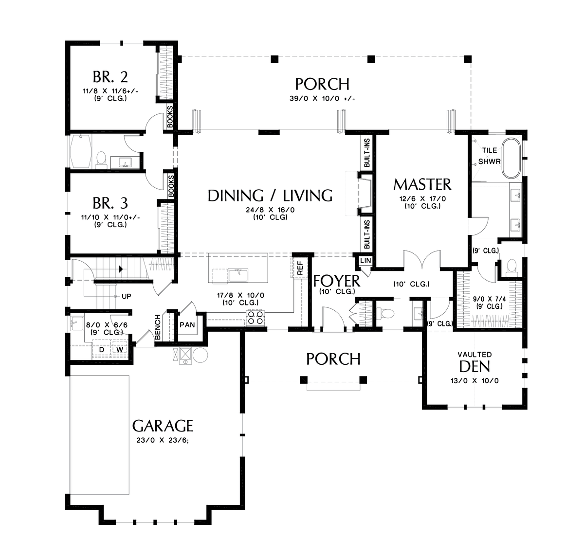 Main Floor Plan image for Mascord Sutter Creek-Split Bedrooms with Space to Work From Home-Main Floor Plan