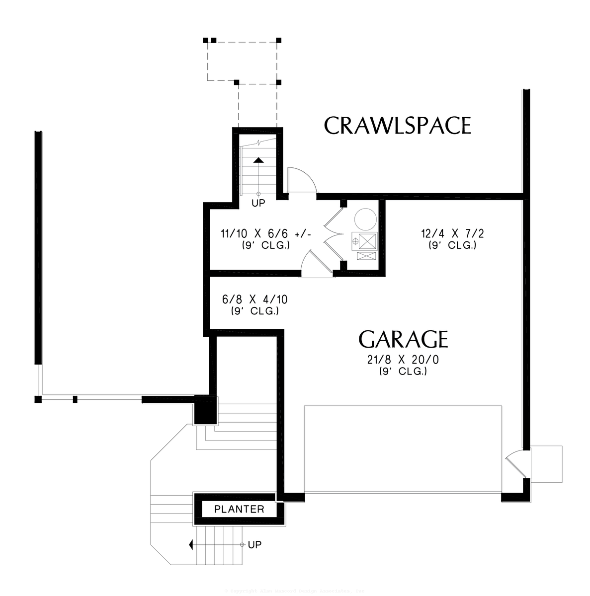 Lower Floor Plan image for Mascord Serenity-Great Modern Design for Upsloping Lots-Lower Floor Plan