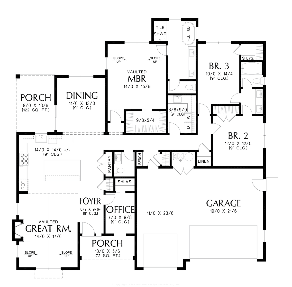 Main Floor Plan image for Mascord Scorsese-Open Great Room Space with Home Office-Main Floor Plan