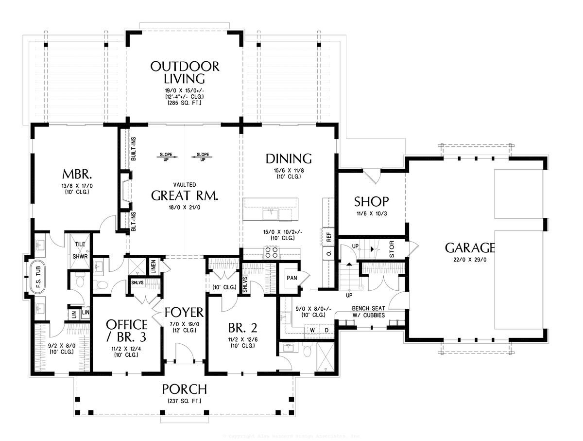 Main Floor Plan image for Mascord Marcus-Spacious Farmhouse with Great Outdoor Living Space-Main Floor Plan