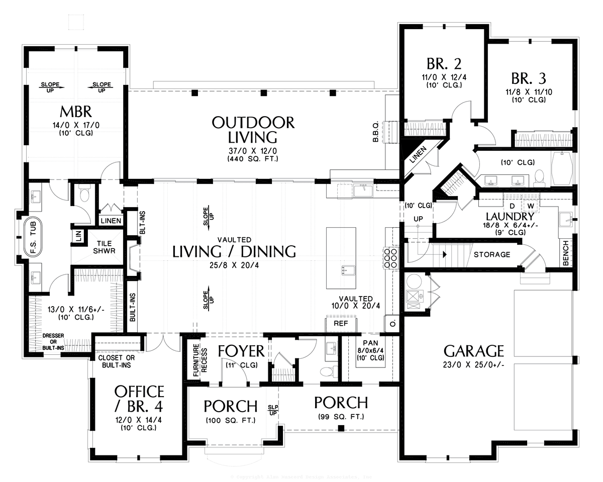 Main Floor Plan image for Mascord Sowerby Bridge-Farmhouse Ranch-Main Floor Plan