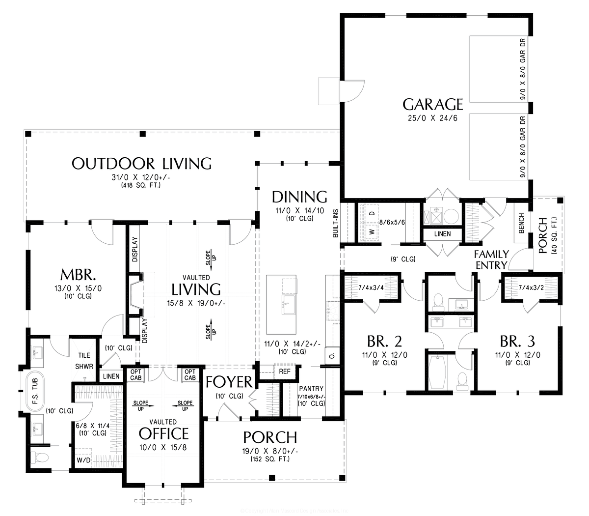 Main Floor Plan for Mascord House Plan B1288