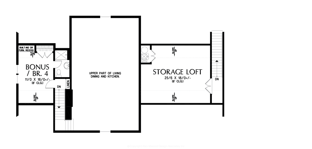 Upper Floor Plan image for Mascord Prairie Pine-Traditional Barndominium Home-Upper Floor Plan