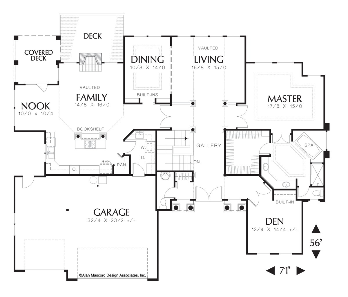 Main Floor Plan image for Mascord Carenco-European Plan with Dramatic Rooflines-Main Floor Plan