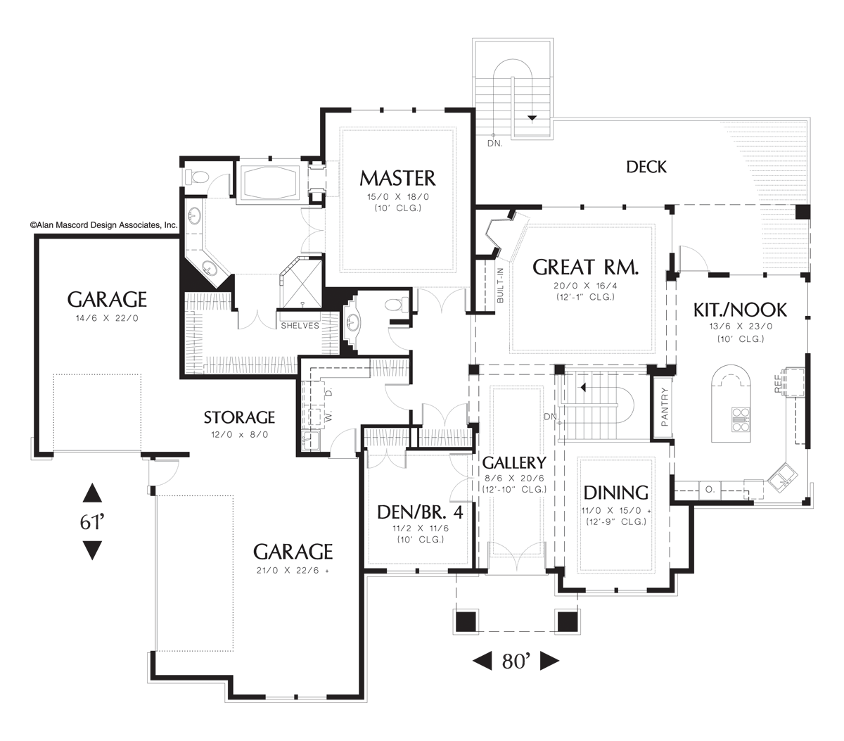 Main Floor Plan image for Mascord Fullbright-Prairie Home Plan with Daylight Basement-Main Floor Plan