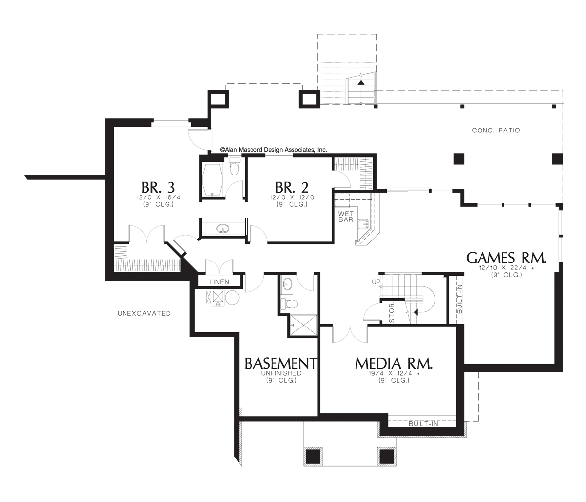 Lower Floor Plan image for Mascord Damstrom-European Plan with Great Curb Appeal-Lower Floor Plan