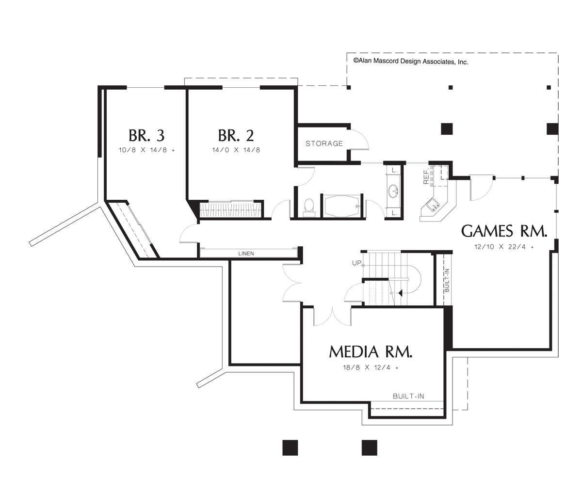Lower Floor Plan image for Mascord Cogan-Contemporary Plan with Master Suite on the Main-Lower Floor Plan