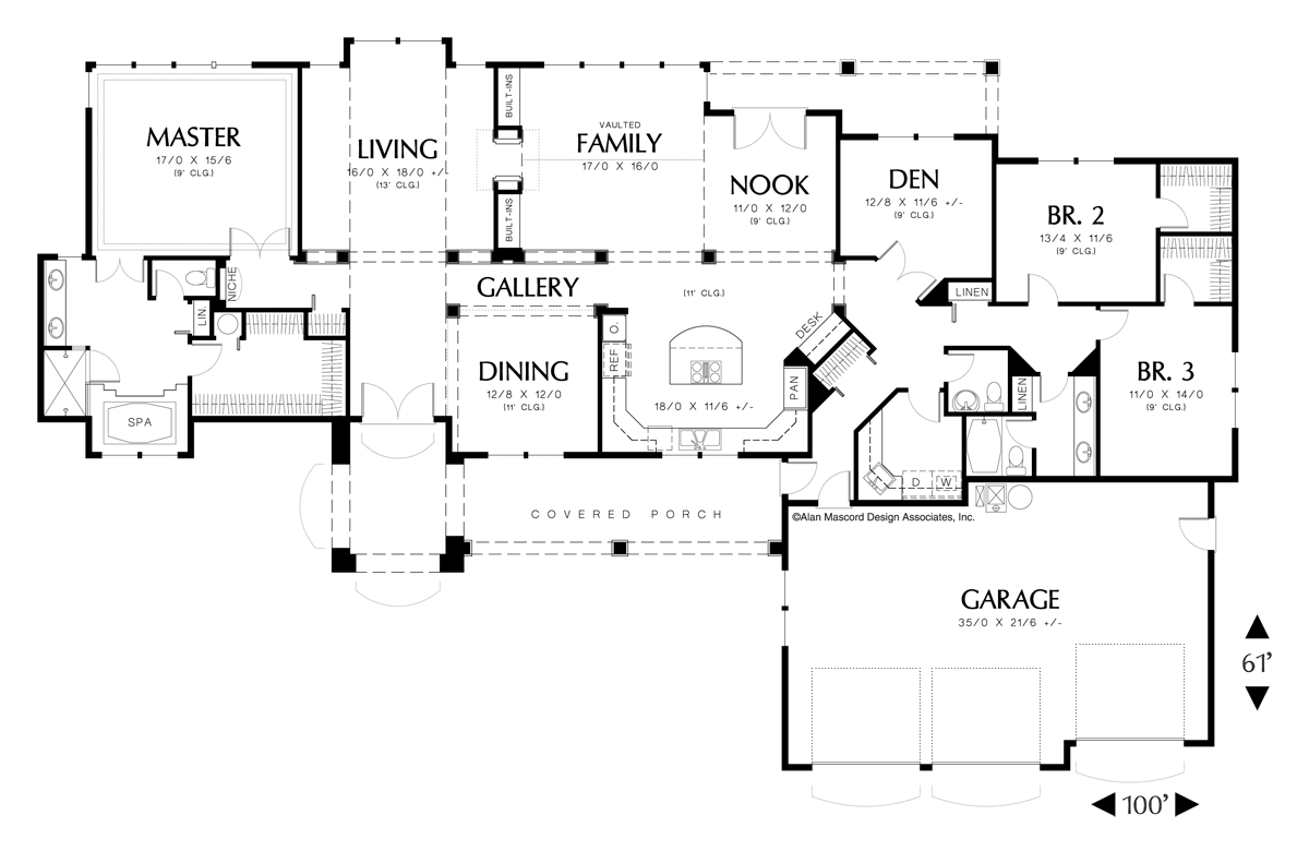 Main Floor Plan image for Mascord Grayson-European Plan with Grand Entry and Arched Portico-Main Floor Plan